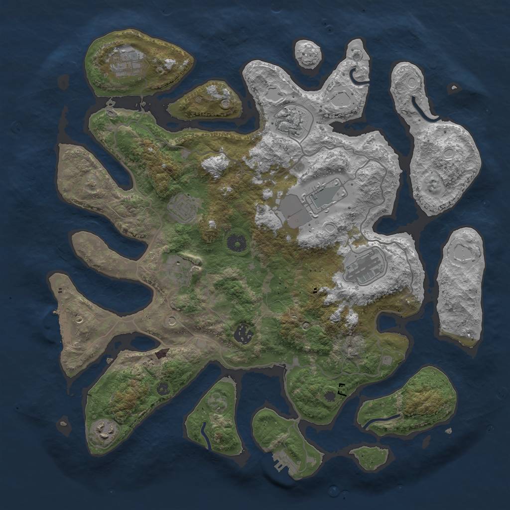 Rust Map: Procedural Map, Size: 4000, Seed: 1211, 19 Monuments