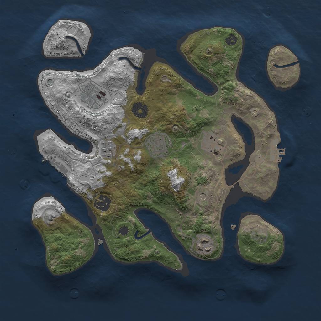 Rust Map: Procedural Map, Size: 3000, Seed: 1992359232, 17 Monuments