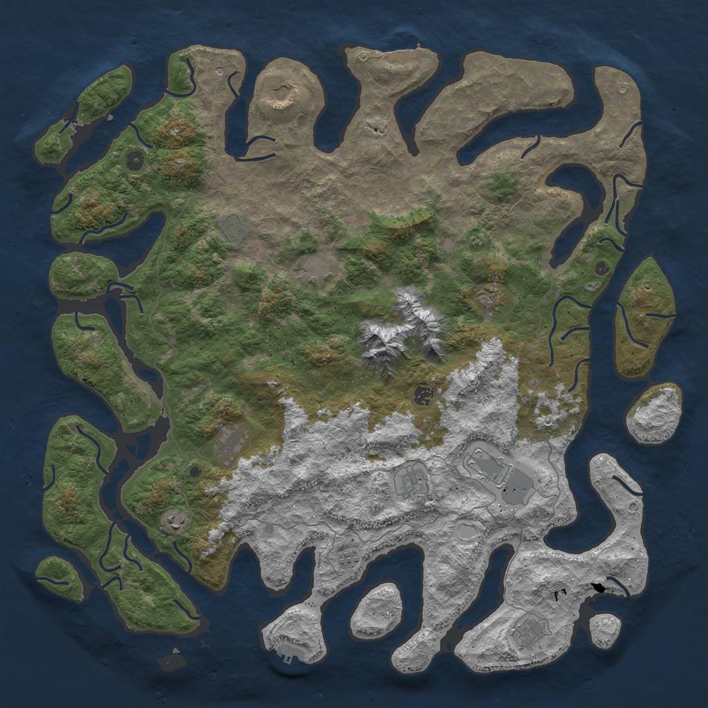 Rust Map: Procedural Map, Size: 5500, Seed: 363636, 22 Monuments