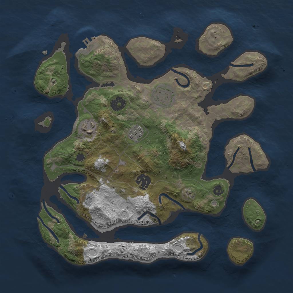 Rust Map: Procedural Map, Size: 3000, Seed: 1049890695, 14 Monuments