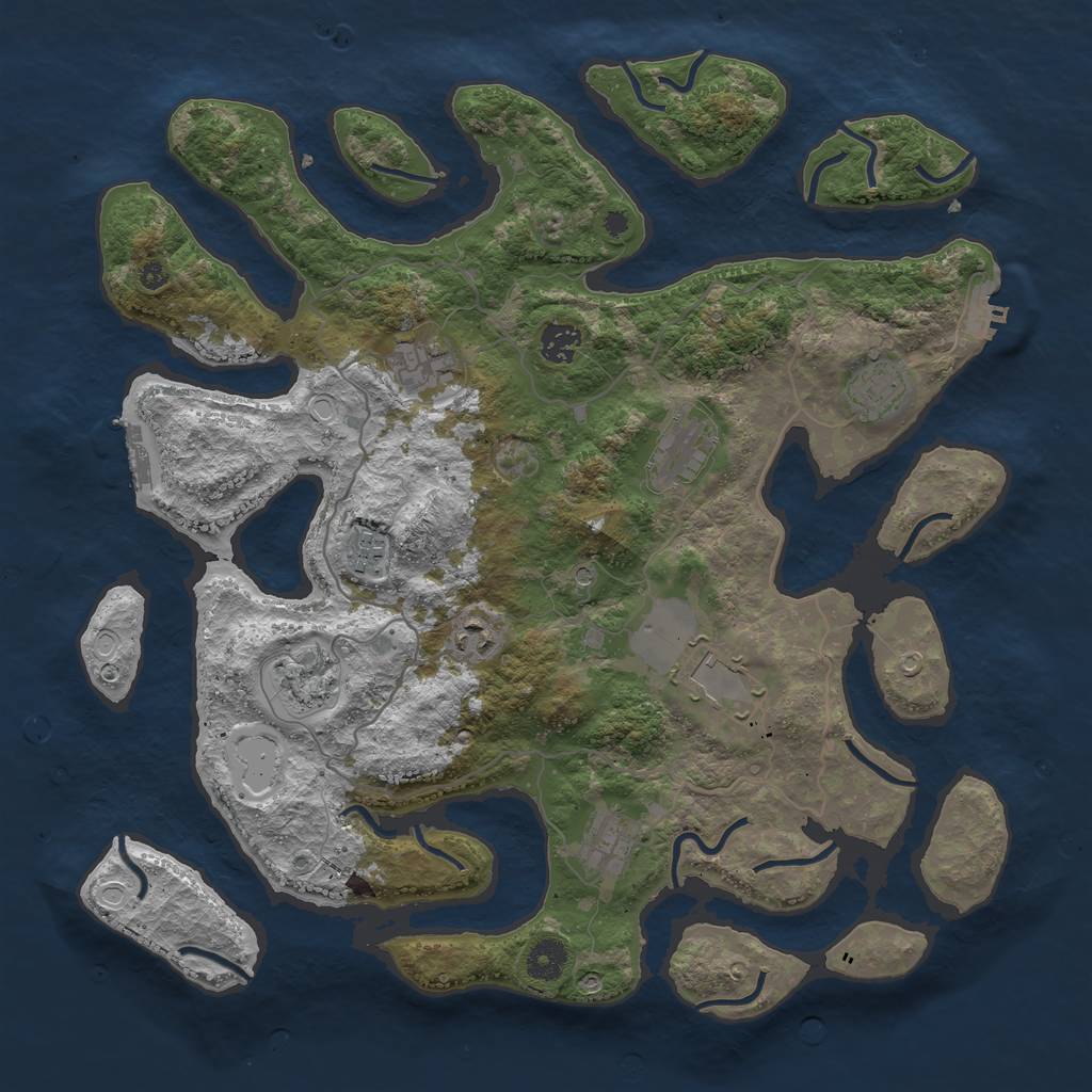 Rust Map: Procedural Map, Size: 4000, Seed: 33597, 20 Monuments