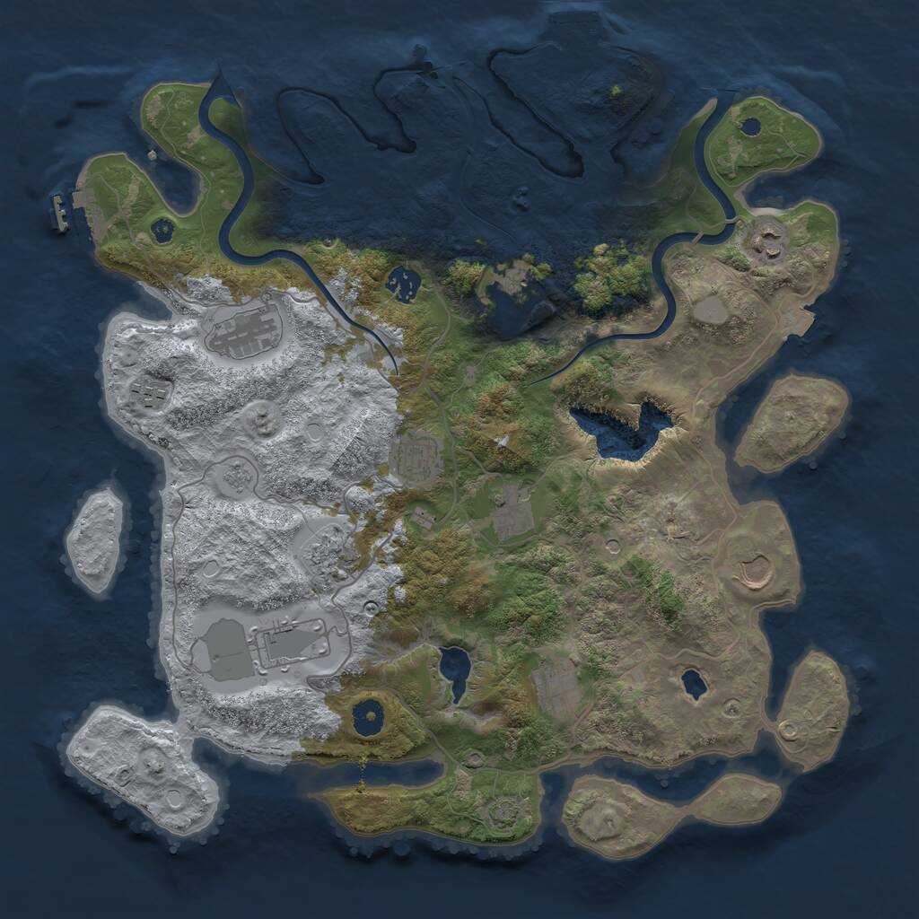 Rust Map: Procedural Map, Size: 4000, Seed: 33597, 17 Monuments