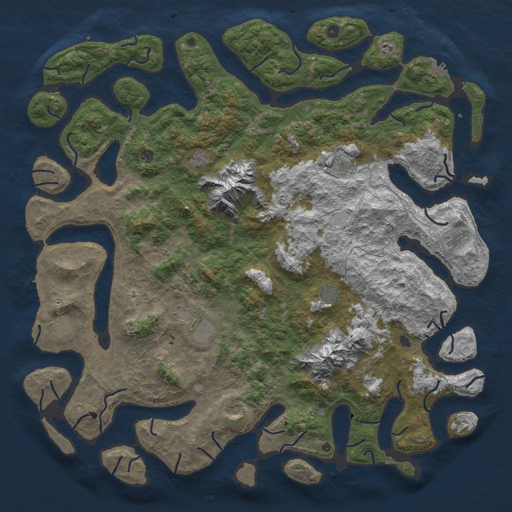 Rust Map: Procedural Map, Size: 6000, Seed: 867530986, 22 Monuments