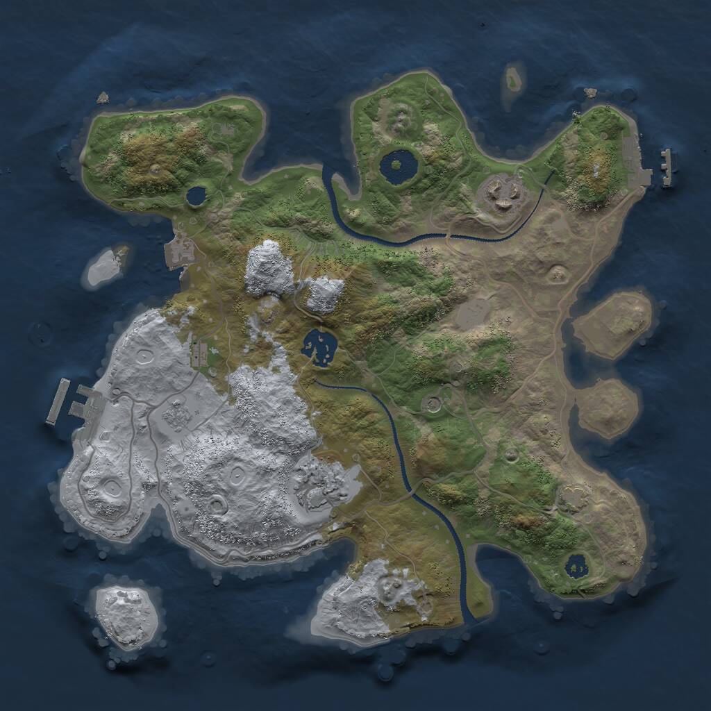 Rust Map: Procedural Map, Size: 3000, Seed: 1455940869, 9 Monuments