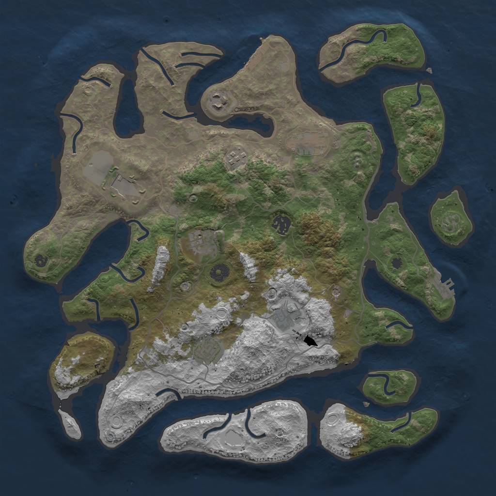 Rust Map: Procedural Map, Size: 4000, Seed: 681548808, 19 Monuments