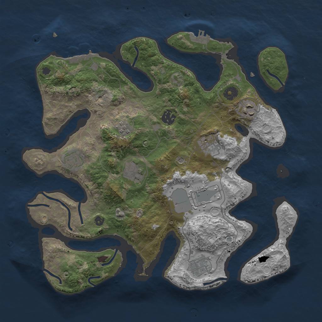 Rust Map: Procedural Map, Size: 3500, Seed: 113414, 19 Monuments