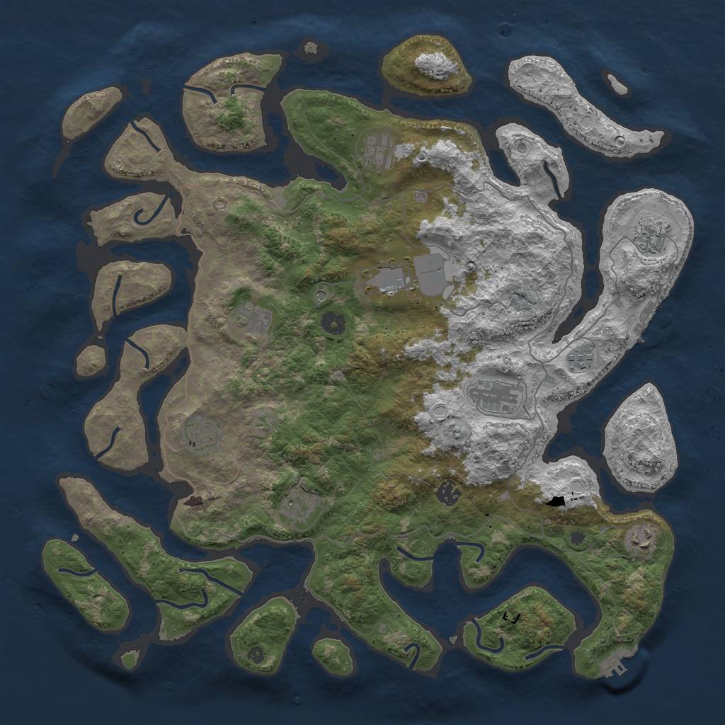 Rust Map: Procedural Map, Size: 4500, Seed: 235936456, 21 Monuments