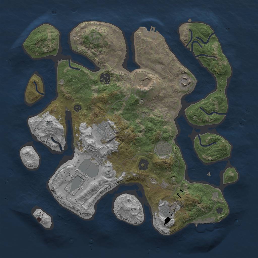 Rust Map: Procedural Map, Size: 3500, Seed: 84212346, 18 Monuments