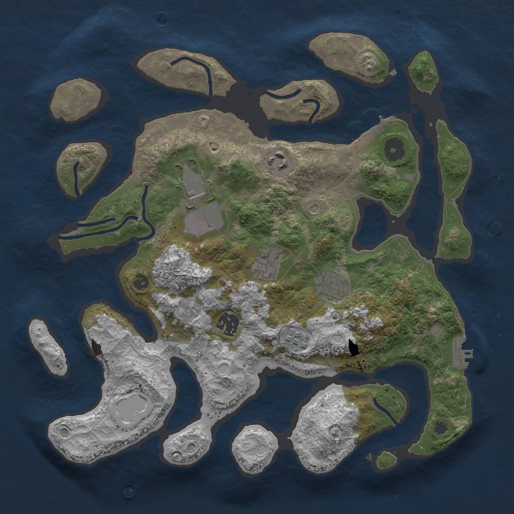 Rust Map: Procedural Map, Size: 3500, Seed: 204480120, 17 Monuments