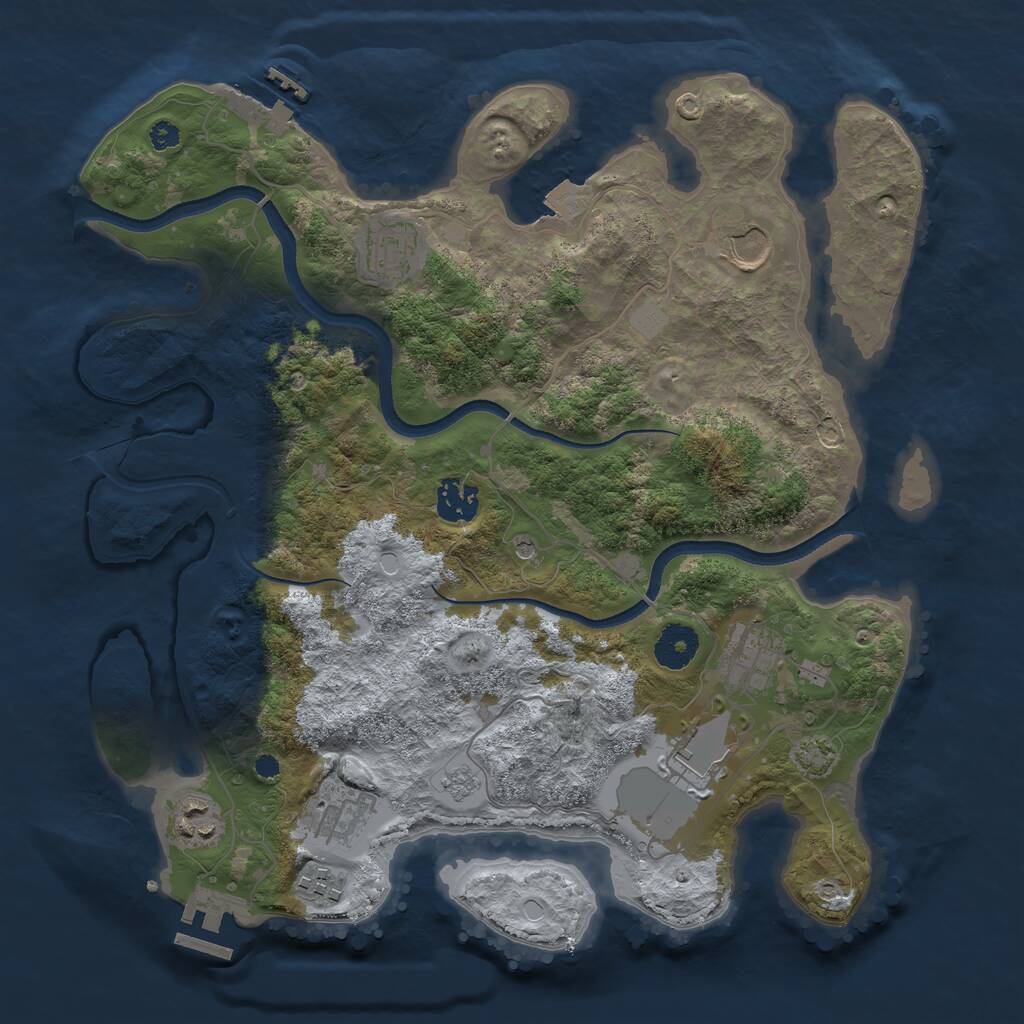 Rust Map: Procedural Map, Size: 3500, Seed: 729642, 14 Monuments