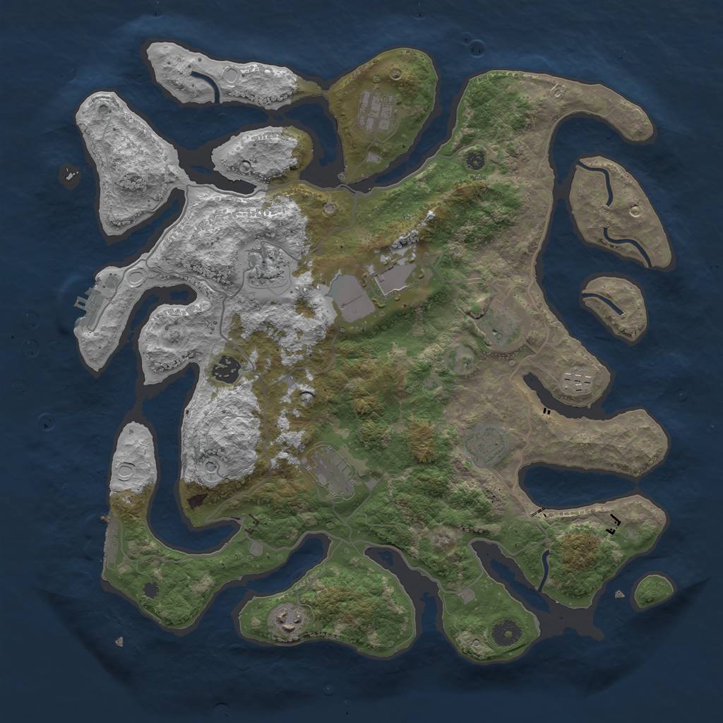 Rust Map: Procedural Map, Size: 4000, Seed: 1131990527, 20 Monuments