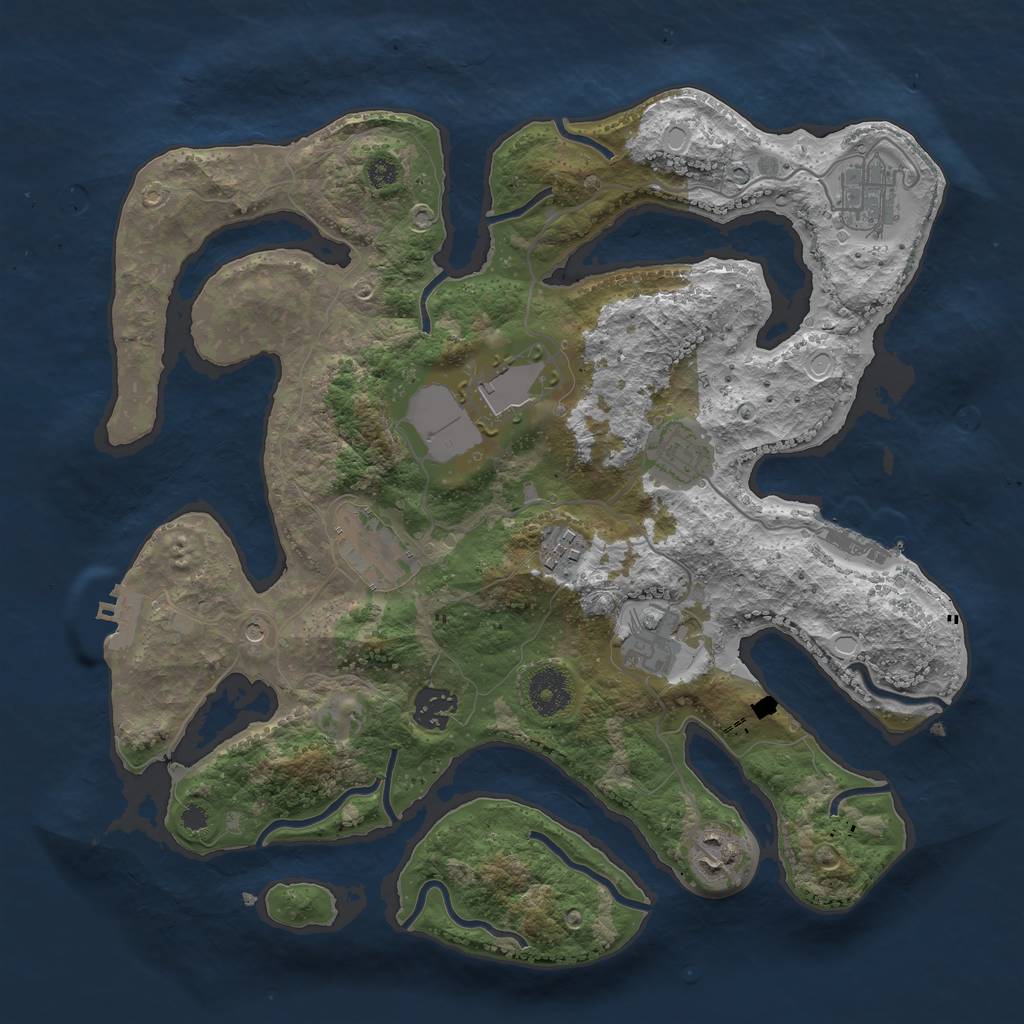 Rust Map: Procedural Map, Size: 3500, Seed: 193782645, 19 Monuments