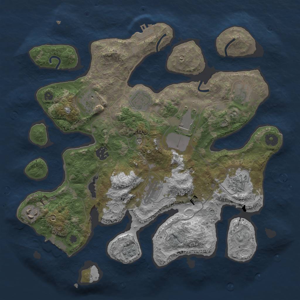 Rust Map: Procedural Map, Size: 3500, Seed: 1245316181, 20 Monuments