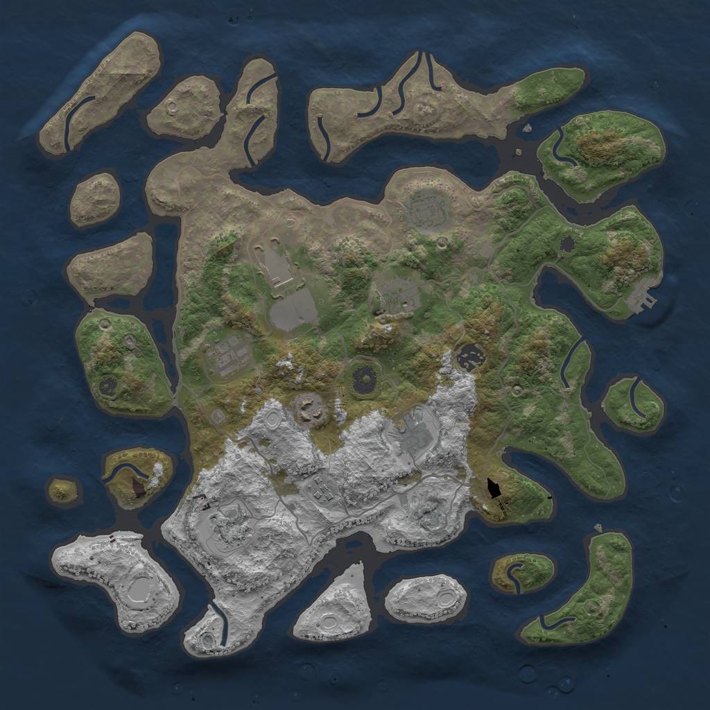 Rust Map: Procedural Map, Size: 4000, Seed: 95693479, 18 Monuments