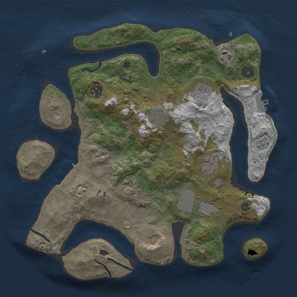 Rust Map: Procedural Map, Size: 3500, Seed: 26514551, 20 Monuments