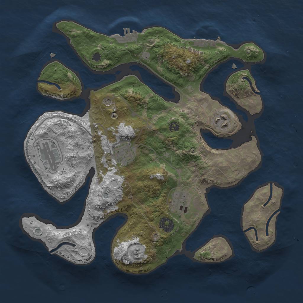 Rust Map: Procedural Map, Size: 3000, Seed: 607423419, 15 Monuments