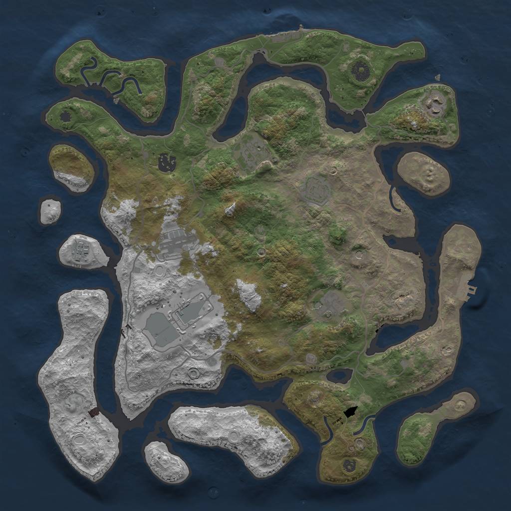 Rust Map: Procedural Map, Size: 4000, Seed: 710, 19 Monuments