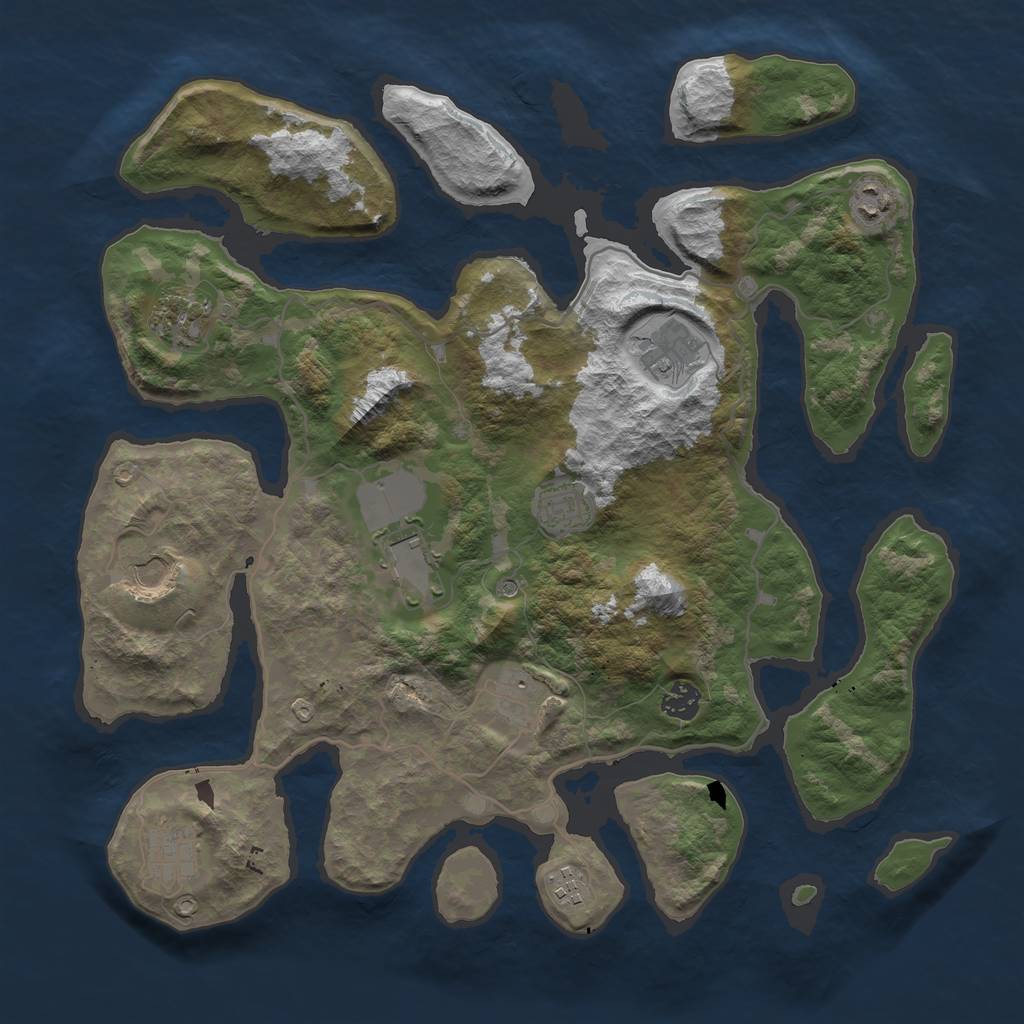 Rust Map: Barren, Size: 4000, Seed: 5360, 13 Monuments