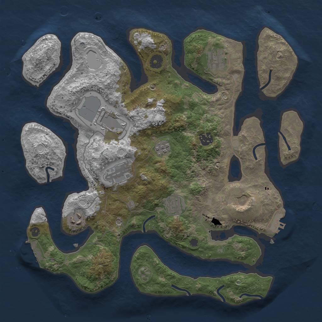 Rust Map: Procedural Map, Size: 3500, Seed: 4088538, 19 Monuments