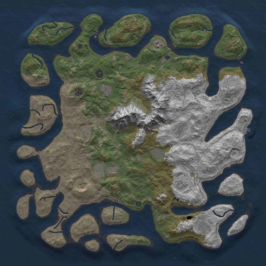 Rust Map: Procedural Map, Size: 5000, Seed: 1219541698, 21 Monuments