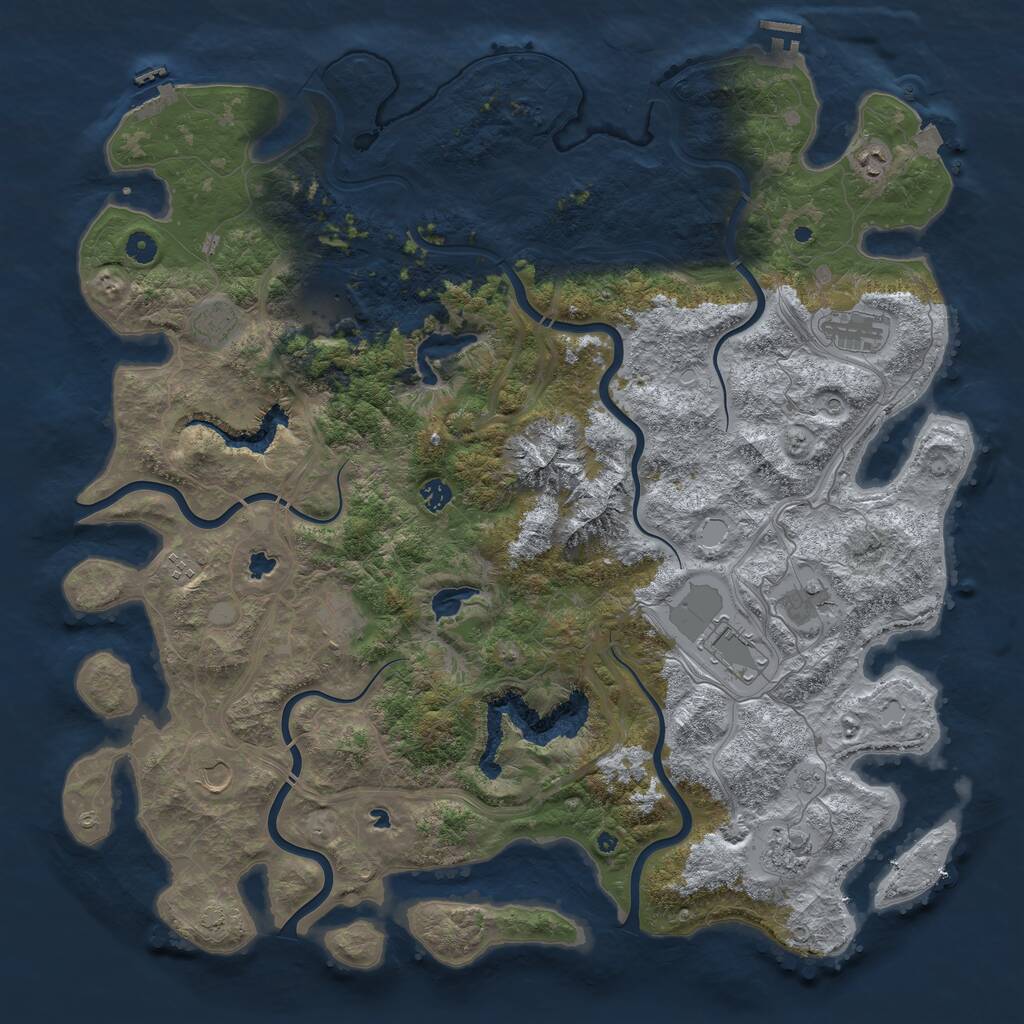 Rust Map: Procedural Map, Size: 5000, Seed: 1219541698, 17 Monuments