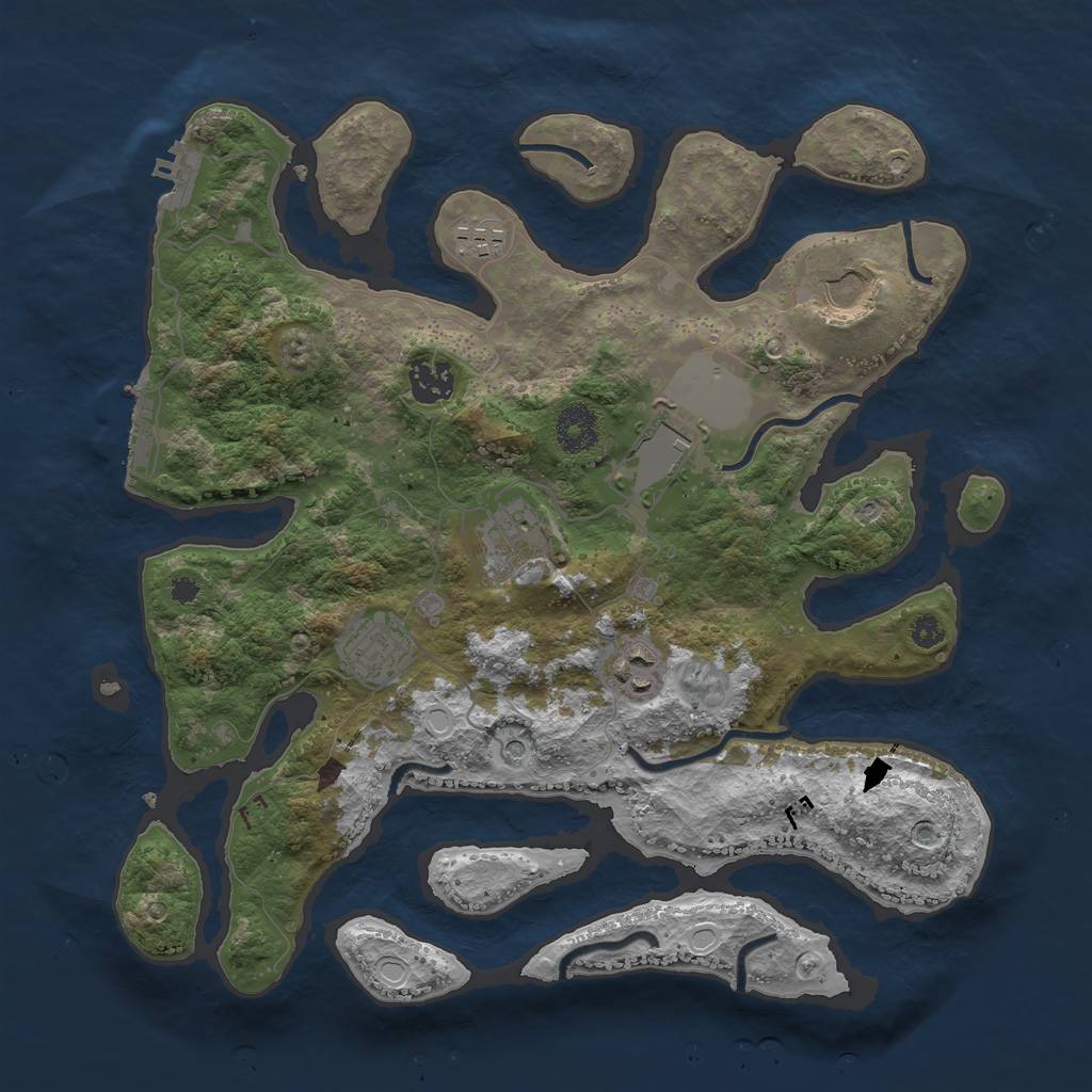 Rust Map: Procedural Map, Size: 3500, Seed: 598255715, 18 Monuments