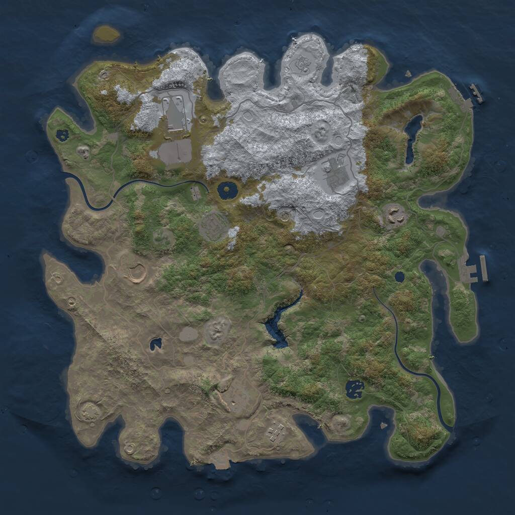 Rust Map: Procedural Map, Size: 4000, Seed: 113939573, 14 Monuments