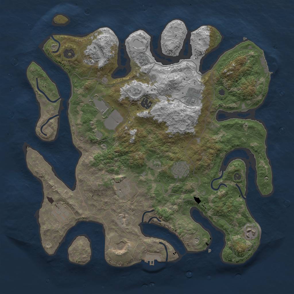 Rust Map: Procedural Map, Size: 4000, Seed: 113939573, 21 Monuments