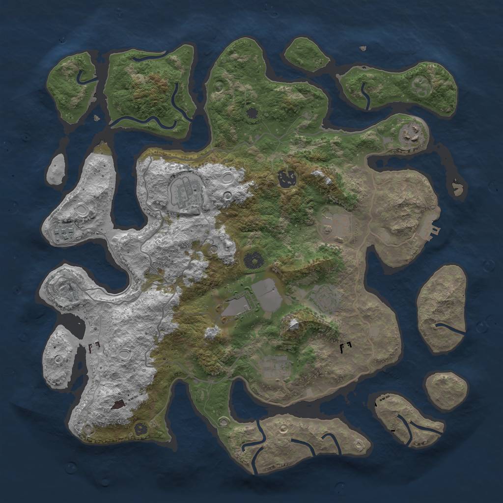 Rust Map: Procedural Map, Size: 4000, Seed: 71538172, 18 Monuments