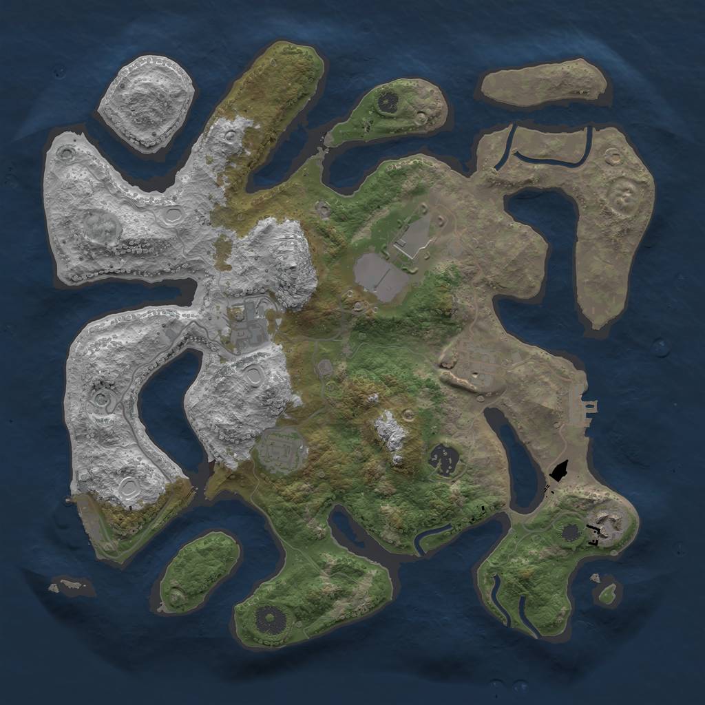 Rust Map: Procedural Map, Size: 3500, Seed: 2064490429, 17 Monuments