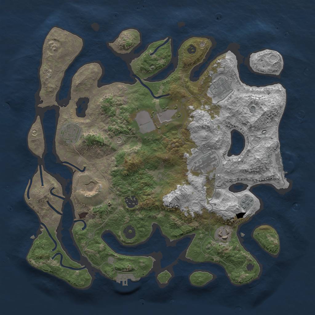 Rust Map: Procedural Map, Size: 3700, Seed: 3930430, 19 Monuments