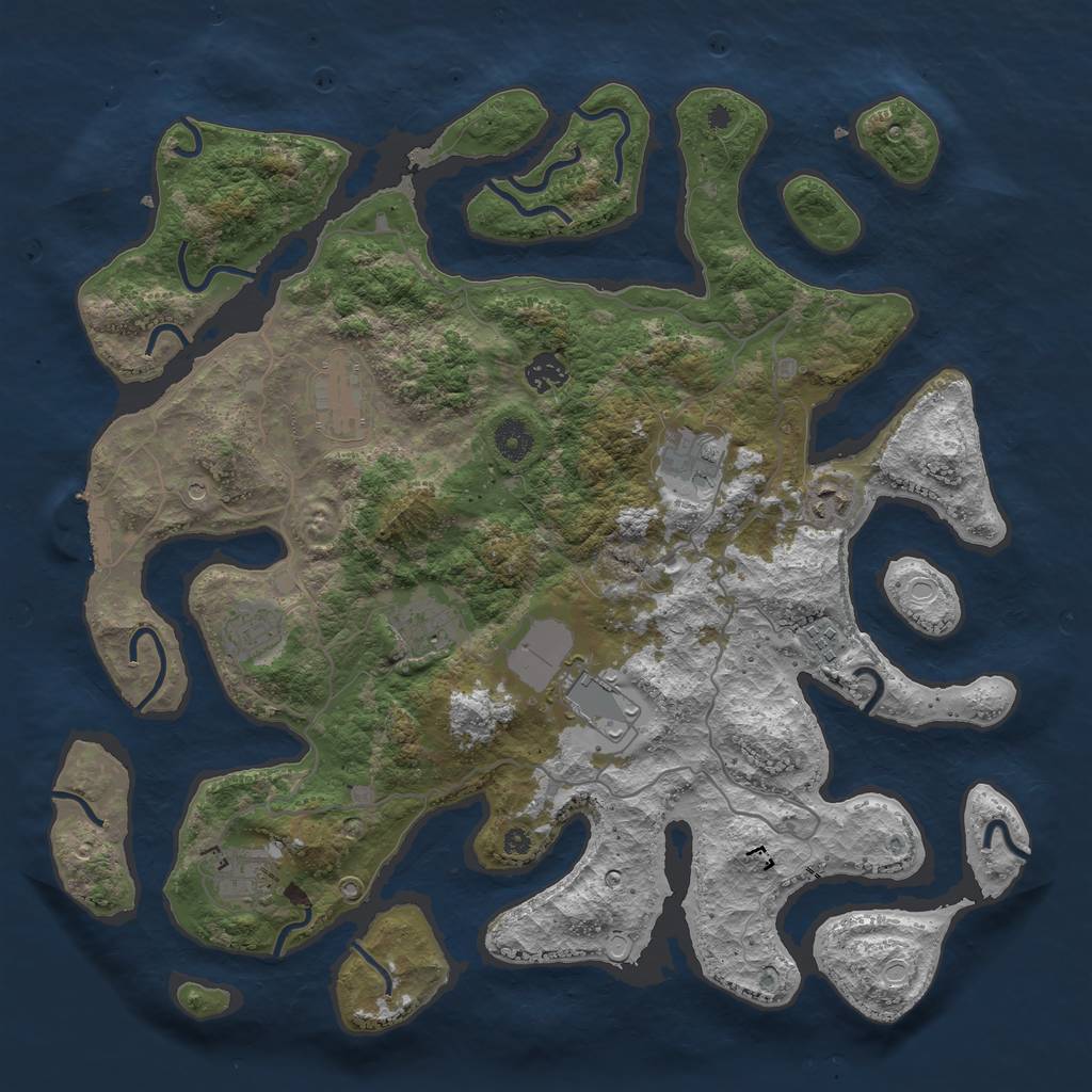 Rust Map: Procedural Map, Size: 4096, Seed: 101608, 19 Monuments