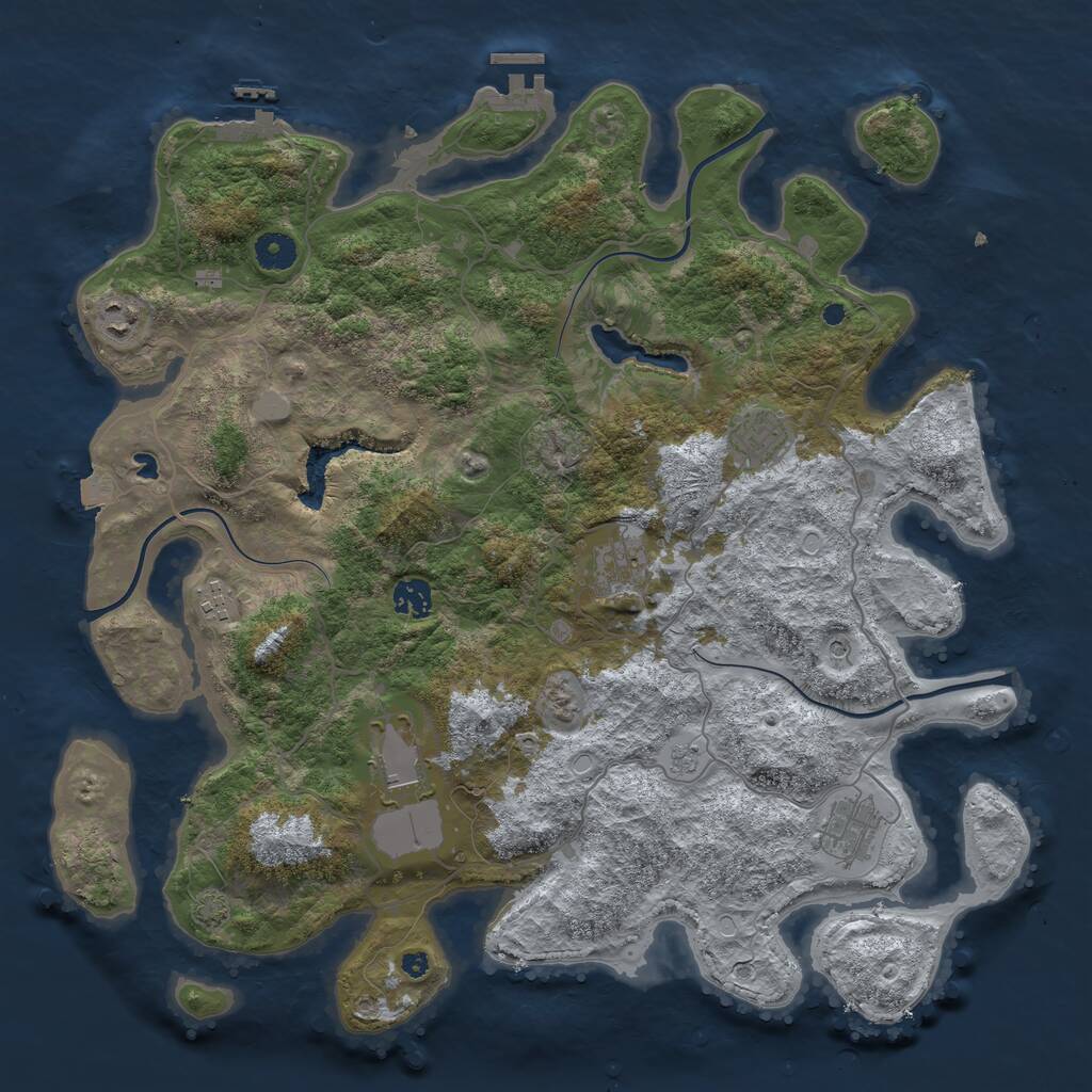 Rust Map: Procedural Map, Size: 4096, Seed: 101608, 13 Monuments