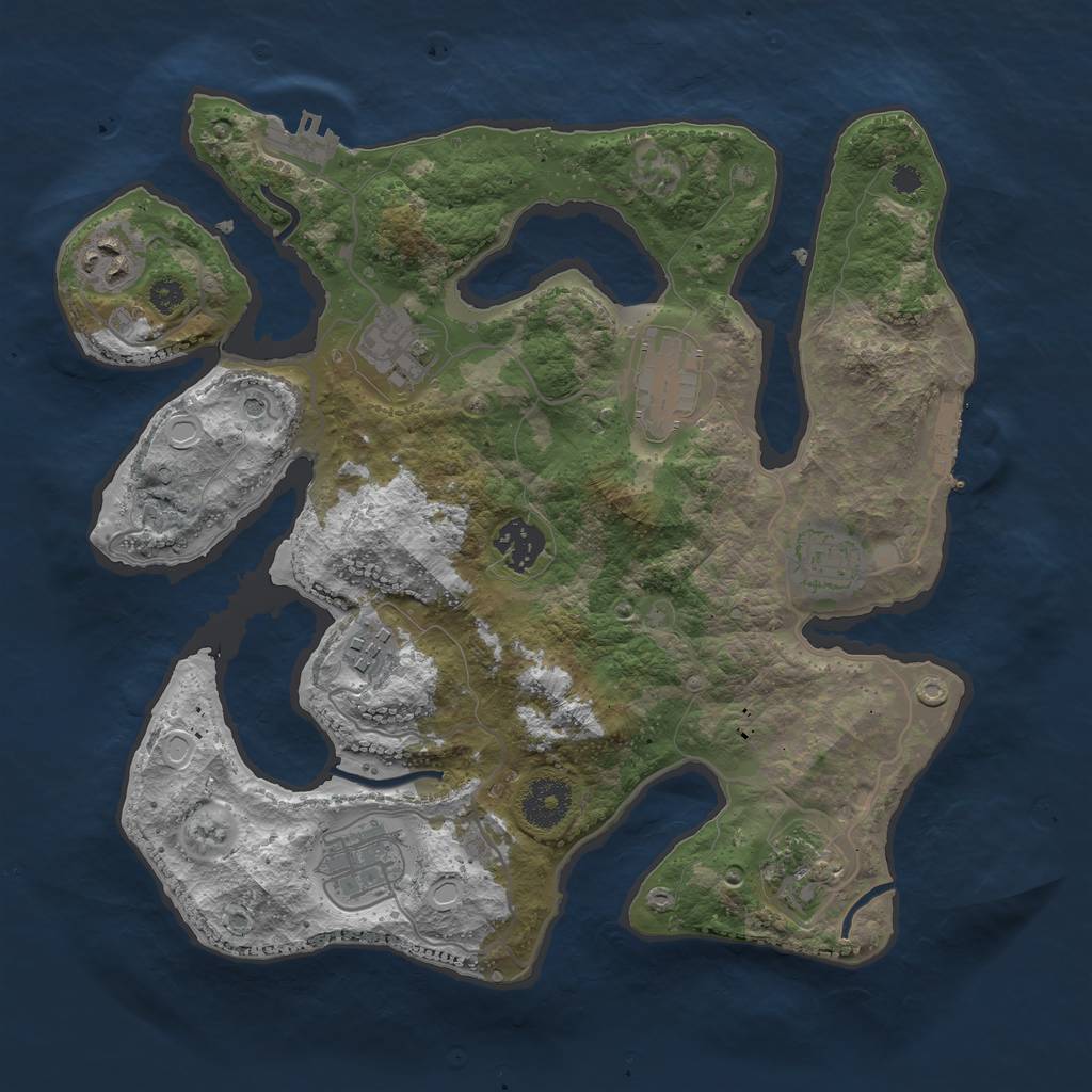 Rust Map: Procedural Map, Size: 3300, Seed: 2036341002, 19 Monuments