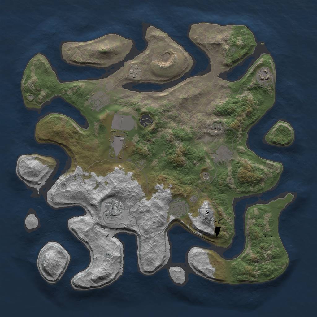 Rust Map: Barren, Size: 3750, Seed: 3453468, 12 Monuments