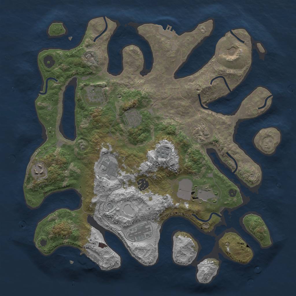 Rust Map: Procedural Map, Size: 3800, Seed: 91608, 21 Monuments