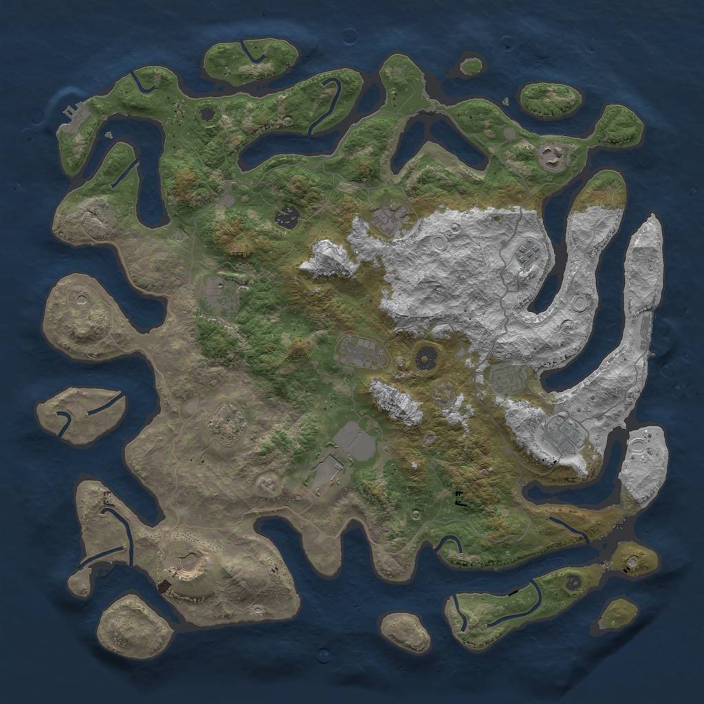 Rust Map: Procedural Map, Size: 4500, Seed: 21608, 22 Monuments