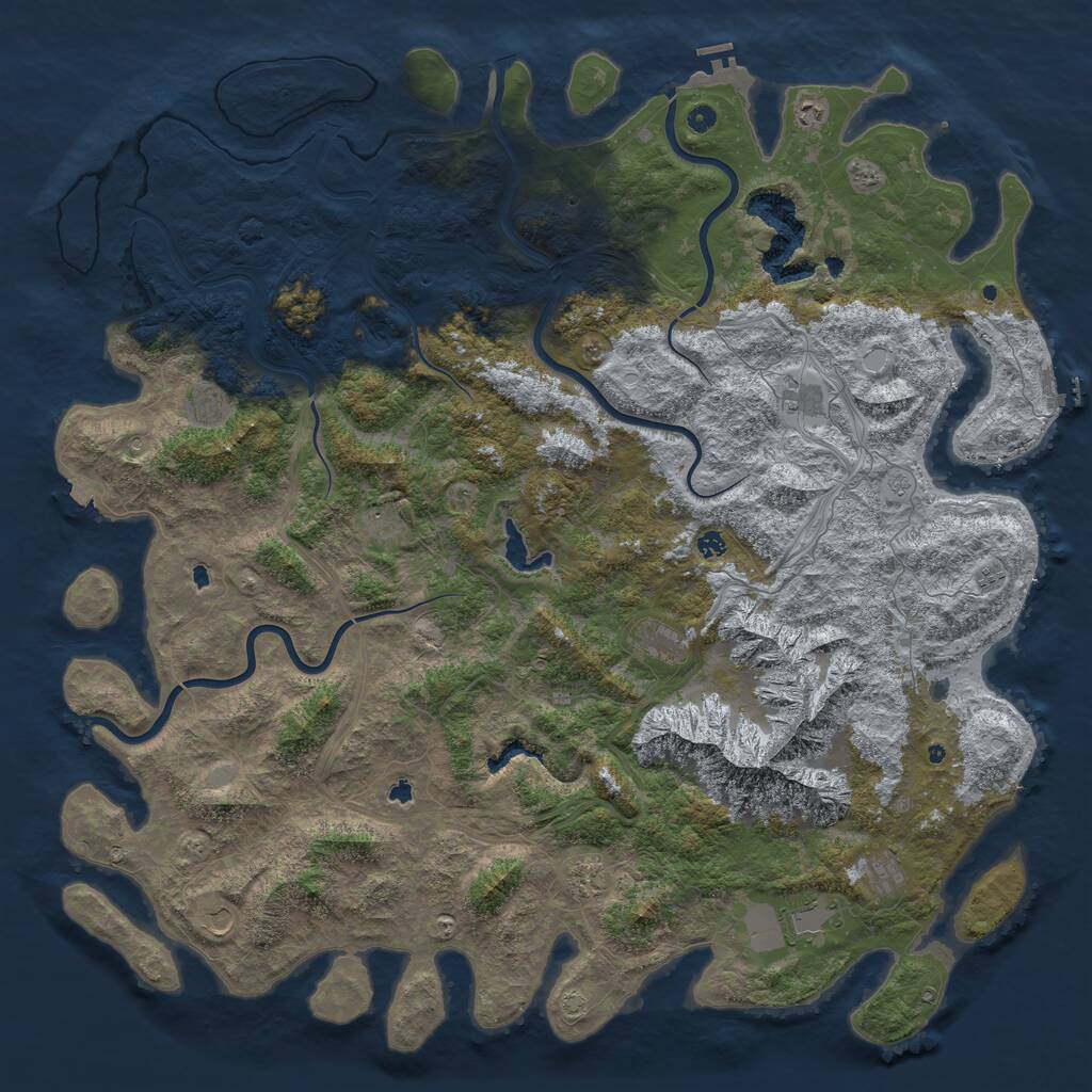 Rust Map: Procedural Map, Size: 6000, Seed: 971147429, 17 Monuments