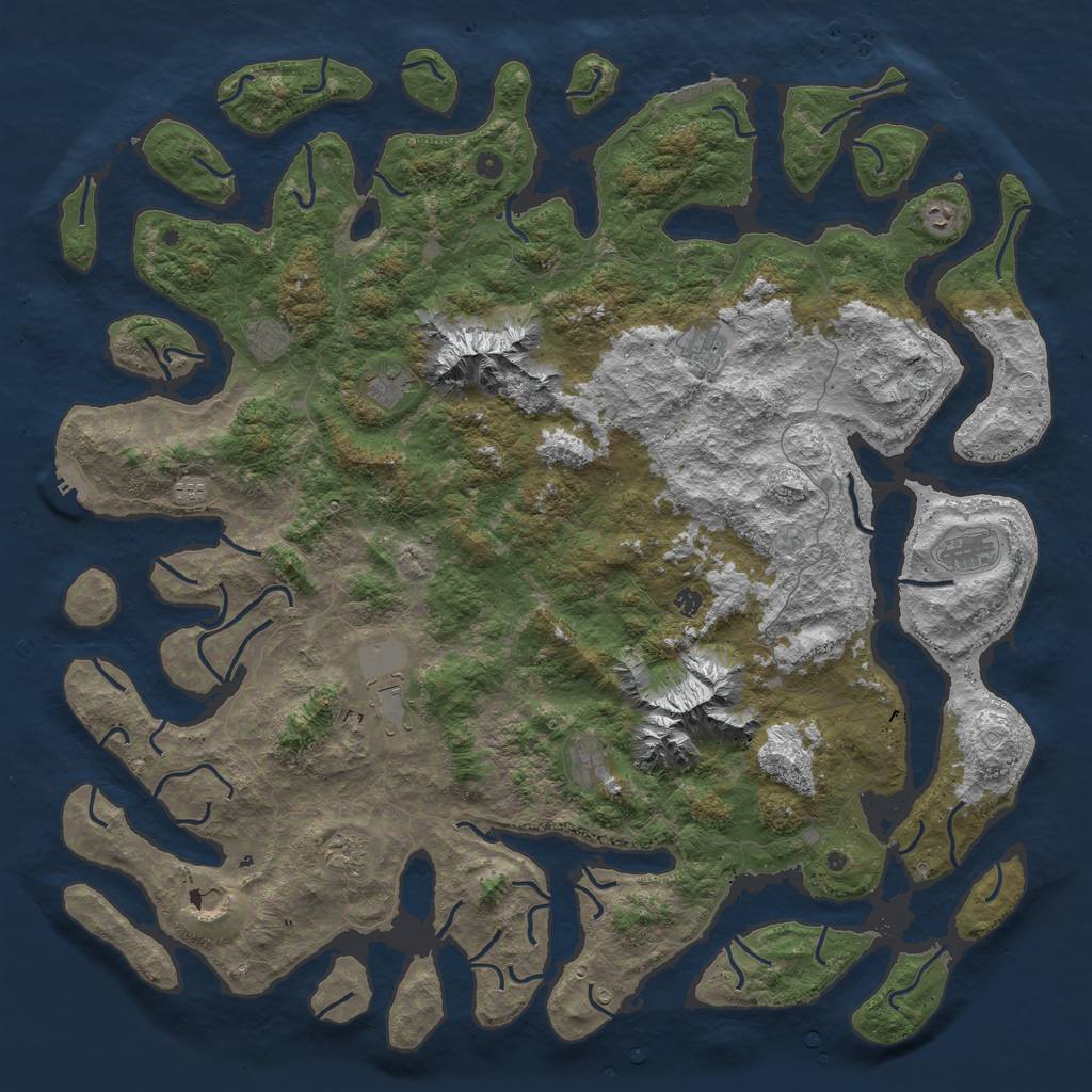 Rust Map: Procedural Map, Size: 6000, Seed: 971147429, 22 Monuments