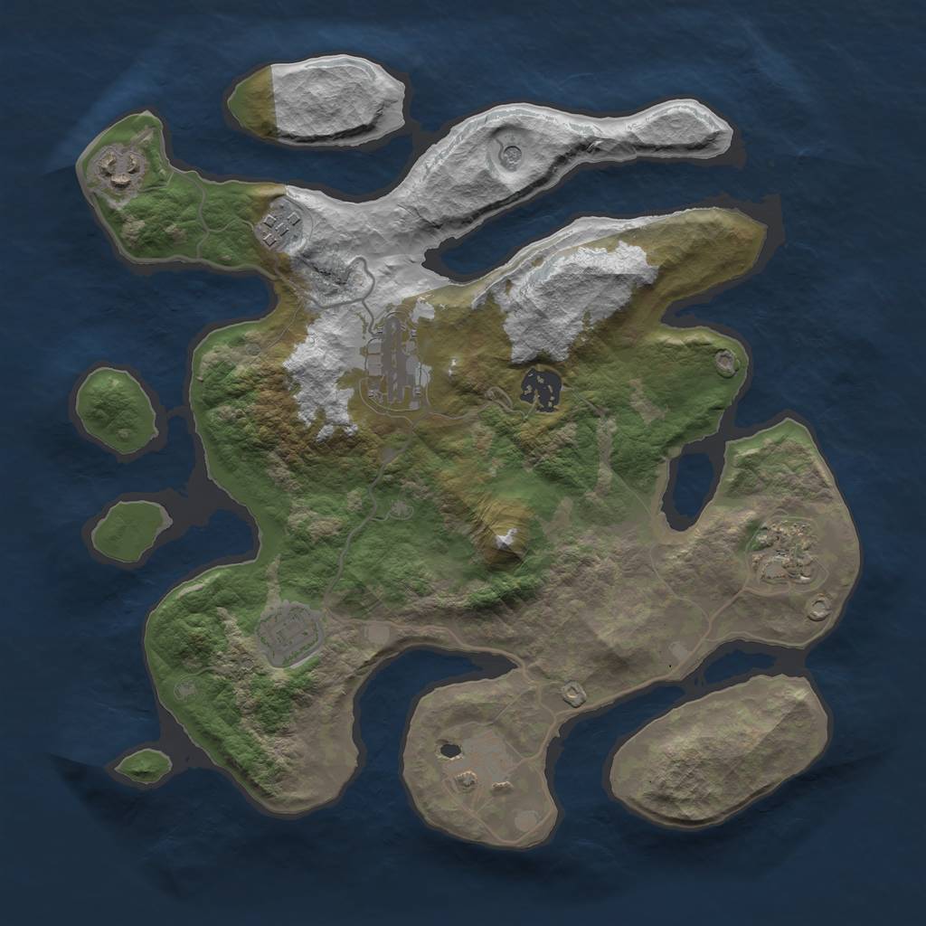 Rust Map: Barren, Size: 3250, Seed: 485173435, 10 Monuments