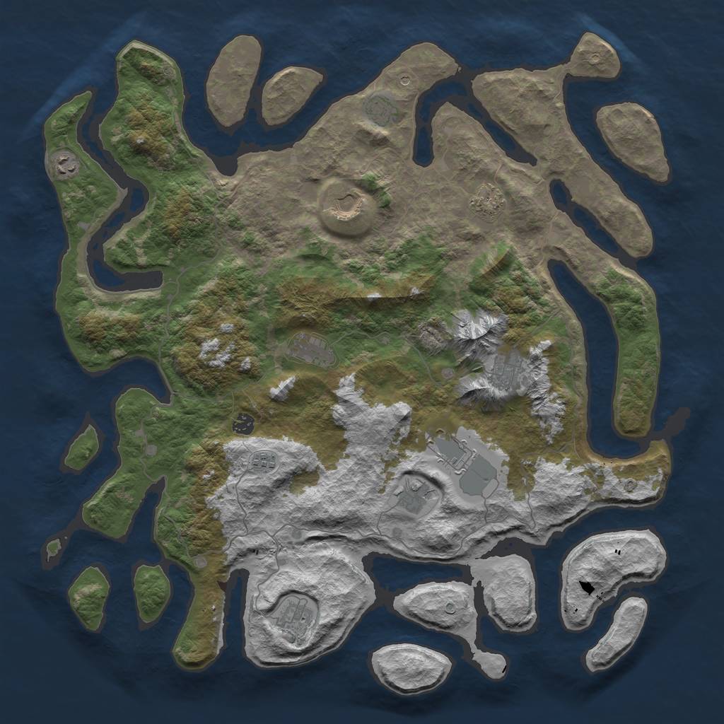 Rust Map: Barren, Size: 5000, Seed: 709726102, 14 Monuments