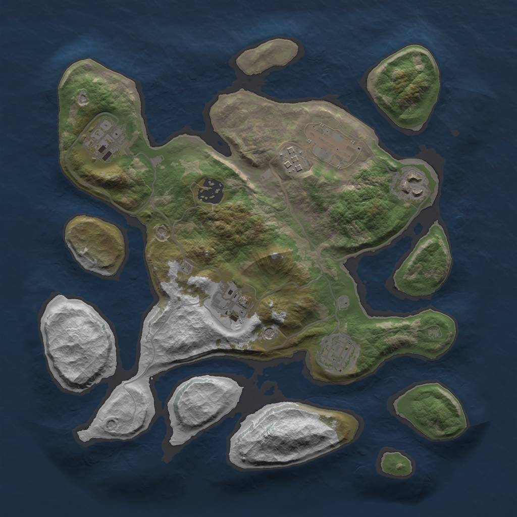 Rust Map: Barren, Size: 3000, Seed: 503943405, 10 Monuments