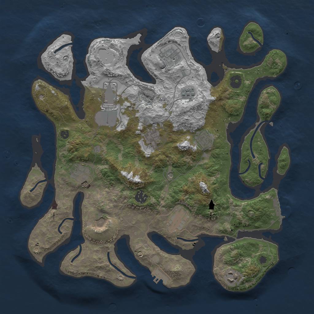 Rust Map: Procedural Map, Size: 3750, Seed: 953886350, 21 Monuments