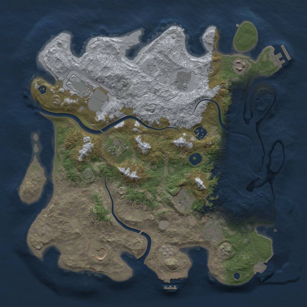 Rust Map: Procedural Map, Size: 3750, Seed: 953886350, 15 Monuments