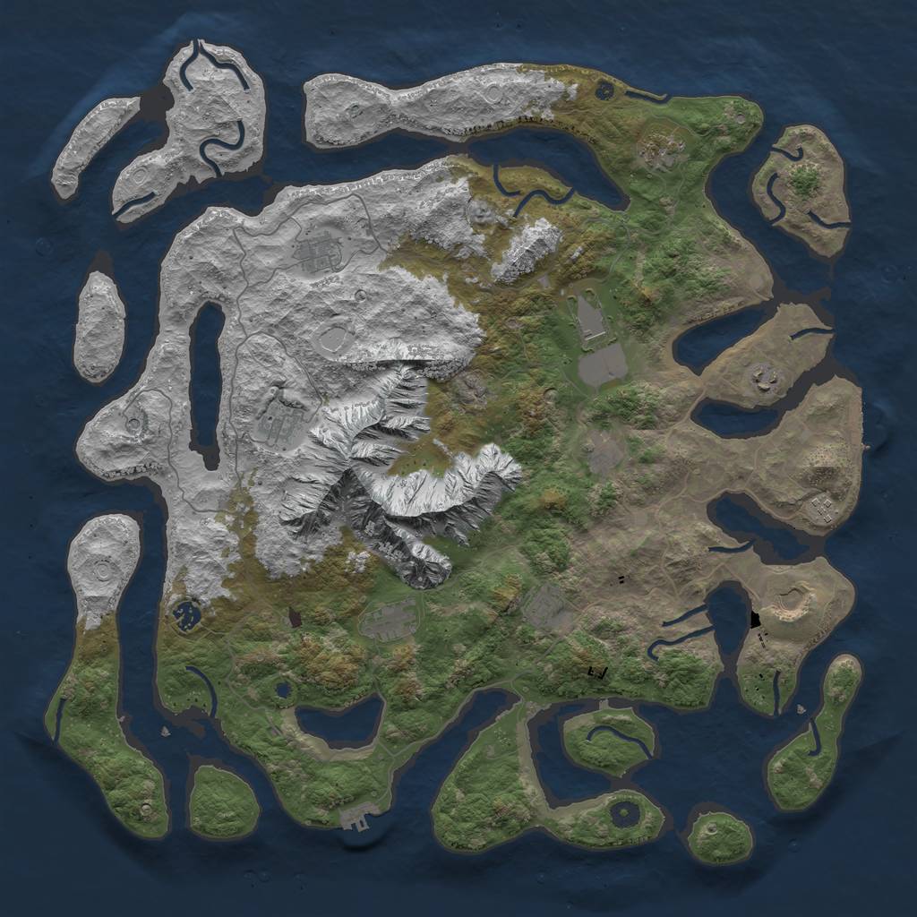 Rust Map: Procedural Map, Size: 5000, Seed: 5845213, 22 Monuments