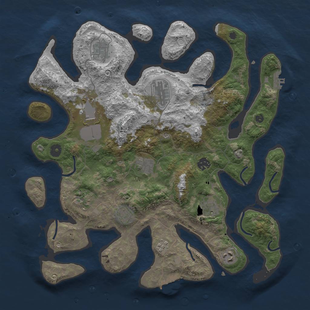 Rust Map: Procedural Map, Size: 3800, Seed: 44751, 21 Monuments