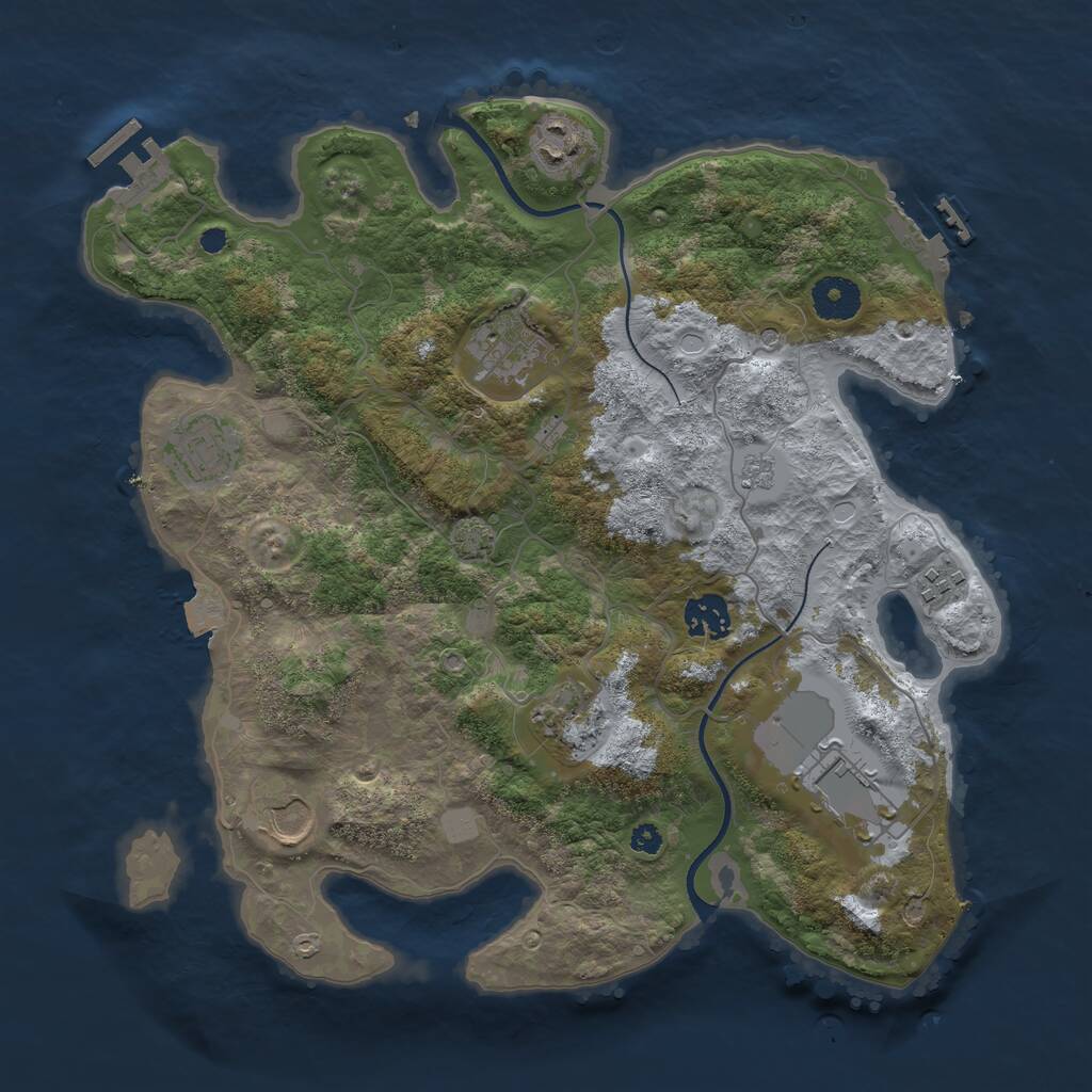 Rust Map: Procedural Map, Size: 3500, Seed: 570008782, 14 Monuments