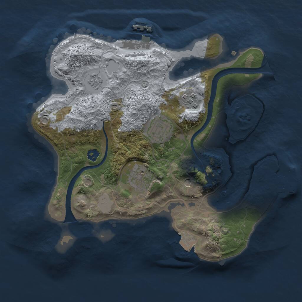 Rust Map: Procedural Map, Size: 2500, Seed: 401498944, 8 Monuments