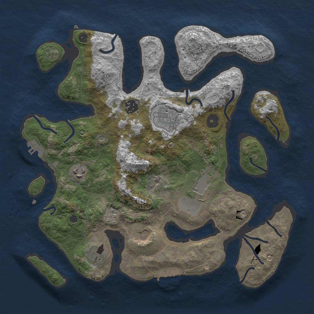 Rust Map: Procedural Map, Size: 3500, Seed: 535546, 18 Monuments