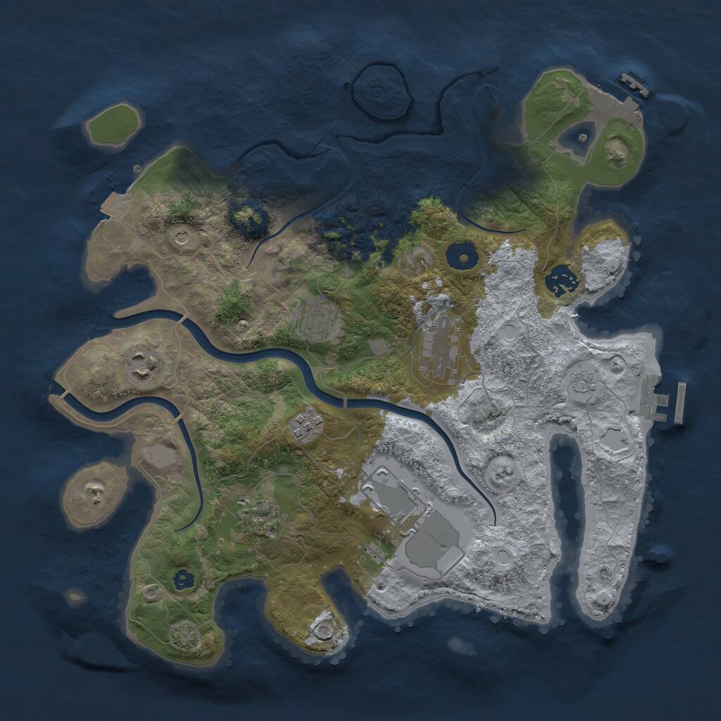 Rust Map: Procedural Map, Size: 3500, Seed: 2858733, 13 Monuments